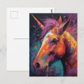 Een zeer kleurrijke eenhoorn briefkaart (Voorkant / Achterkant)