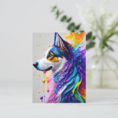Een zeer kleurrijke hond briefkaart (Staand voorkant)