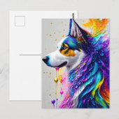 Een zeer kleurrijke hond briefkaart (Voorkant / Achterkant)