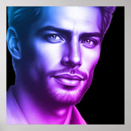 Een zeer knappe jonge man op een 24x24-muurposter poster