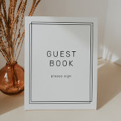 Een zeer modern minimalistisch bruiloft gastenboek reclamebord met voetstuk
