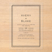 Een zeer moderne minimalistische acryl bruiloft ui acryl uitnodigingen (Voorkant)