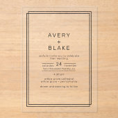 Een zeer moderne minimalistische acryl bruiloft ui uitnodigingen (Voorkant)