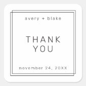Een zeer moderne minimalistische bruiloft Dank u S Vierkante Sticker (Voorkant)