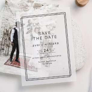 Een zeer moderne minimalistische bruiloft Save the Vellum Uitnodigingen