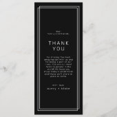 Een zeer moderne zwarte trouwtafel bedankt kaarten (Voorkant)