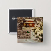 Een zeer prettige kerstklassieke traditionele wint vierkante button 5,1 cm (Voorkant /achterkant)