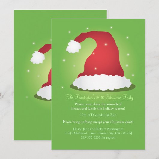 Een zeer prettige uitnodiging voor Santa Hat (Voorkant / Achterkant)