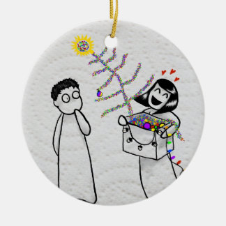 Een zeer smerig kerstversiering keramisch ornament