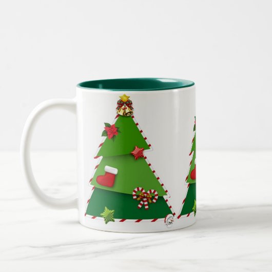 EEN ZEER SPECIALE "CHRISTMAS TREE MOK" TWEEKLEURIGE KOFFIEMOK (Links)