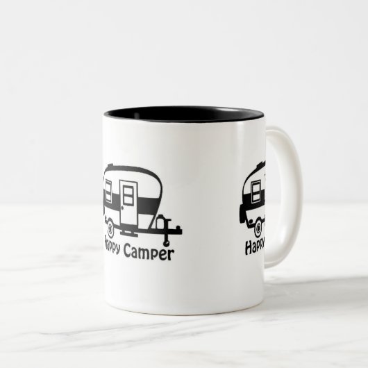 EEN ZEER SPECIALE *HAPPY CAMPER MOK* TWEEKLEURIGE KOFFIEMOK (Voorkant rechts)