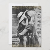 Een zeer sprankelende vrolijke kerst glitter goude kaart (Voorkant)