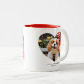 Een zeer vrolijke hond moeder kerstdag foto hond tweekleurige koffiemok (Voorkant rechts)