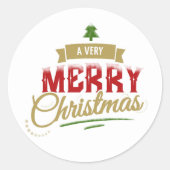 Een zeer vrolijke kerst Elegante ronde Sticker (Voorkant)