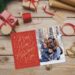 Een zeer vrolijke kerst hand-belettering foto kaar folie uitnodiging<br><div class="desc">Originele handlettering door Becky Nimoy met sprankelende sterrensneeuwvlokken,  aangepaste achtergrondkleur; ook verkrijgbaar in platte inkt</div>