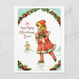 Een zeer vrolijke kerst lieve vintage kerst feestdagenkaart