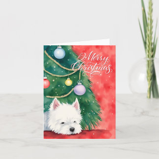 Een zeer vrolijke Westie hond Kerstmis Feestdagen Kaart