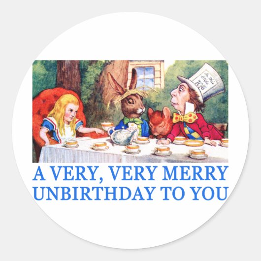 EEN ZEER, ZEER VROLIJKE UNBIRTHDAY VOOR JOU! RONDE STICKER (Voorkant)