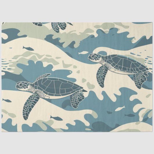 Een Zeeschildpad Serie Ontwerp 3 Tissuepapier (Voorkant)