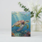 Een zeeschildpad thema contact houden briefkaart (Staand voorkant)