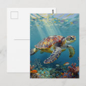 Een zeeschildpad thema contact houden briefkaart (Voorkant / Achterkant)