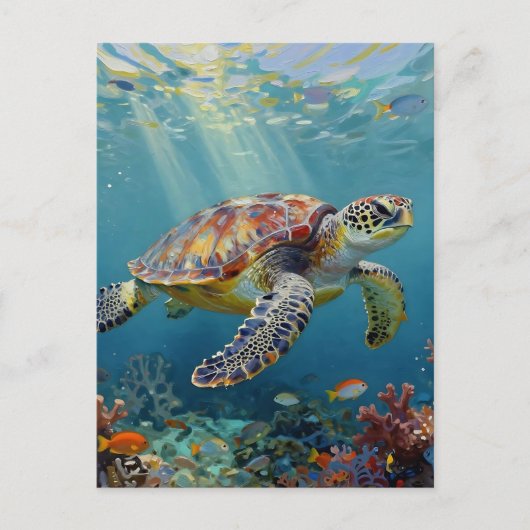 Een zeeschildpad thema contact houden briefkaart (Voorkant)