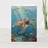 Een zeeschildpad thema verjaardag kaart (Voorkant)