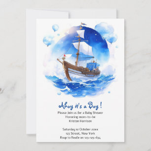 Een zeevarend welkom: Nautical Boy Baby shower Kaart