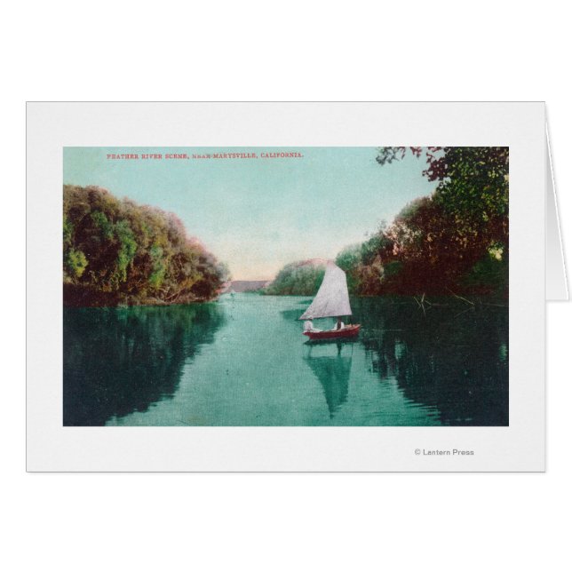 Een zeilboot op de Feather River Marysville, CA (Voorkant Horizontaal)