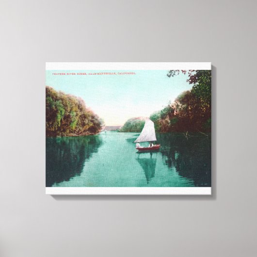 Een zeilboot op de Feather River Marysville, CA Canvas Afdruk (Voorkant)