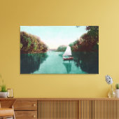 Een zeilboot op de Feather River Marysville, CA Canvas Afdruk (Insitu (Woonkamer))