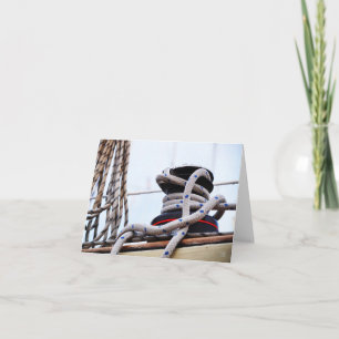 Een zeiljacht close up van een lier op een boot. bedankkaart