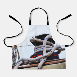 Een zeiljacht close up van een lier op een boot. schort