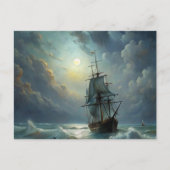 Een zeilschip in de oceaan briefkaart (Voorkant)