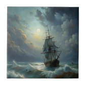 Een zeilschip in de oceaan tegeltje (Voorkant)