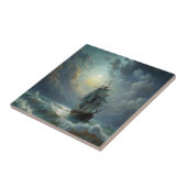 Een zeilschip in de oceaan tegeltje (Zijkant)