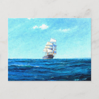 Een zeilschip op zee briefkaart