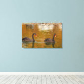 een zeldzaam voorbeeld van zwarte zwanen op het Wr Canvas Afdruk (Insitu (Houten vloer))
