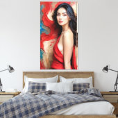 een zelf omhuld in schaduwen canvas afdruk (Insitu (Slaapkamer))
