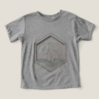 Een zeshoek met een minimalistische boom of golf i