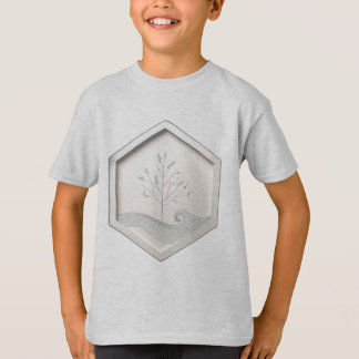Een zeshoek met een minimalistische boom of golf i t-shirt