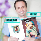 Een zieke puppy hield van een krijgen goed kaart