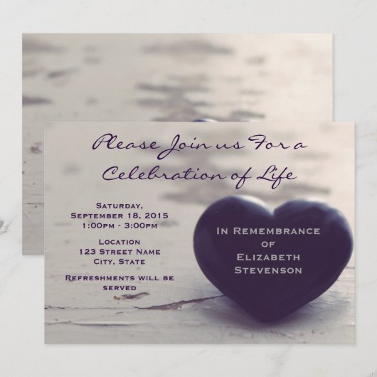 Een zielig Paars hart op een strand Kaart (Voorkant / Achterkant)