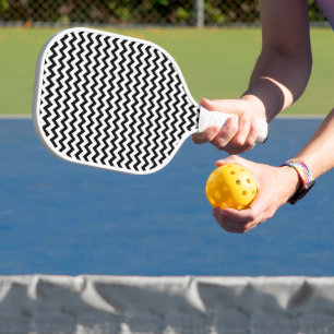 Een zijde Chevron Zig Zag Pattern Black White Pickleball Paddle