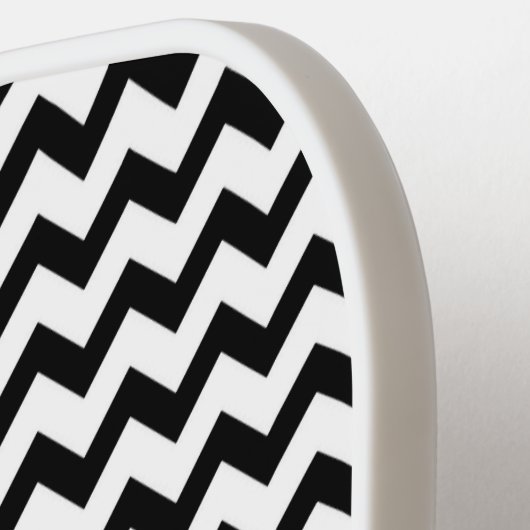 Een zijde Chevron Zig Zag Pattern Black White Pickleball Paddle (Links Detail)