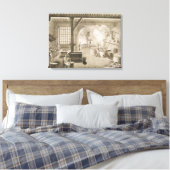 Een zijderupswerkplaats, van de "Encyclopedie des" Canvas Afdruk (Insitu (Slaapkamer))