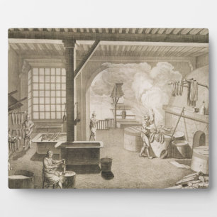 Een zijderupswerkplaats, van de "Encyclopedie des" Fotoplaat