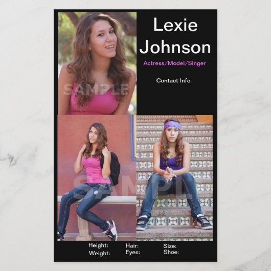 Eén zijkopShot Comp-Kaart voor modellen of actoren Flyer (Voorkant)