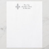Een zilver Fleur-de-lys Letterhead Briefhoofd Sjabloon (Voorkant)