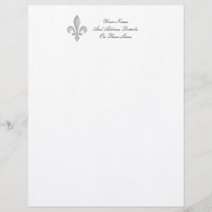 Een zilver Fleur-de-lys Letterhead Briefhoofd Sjabloon